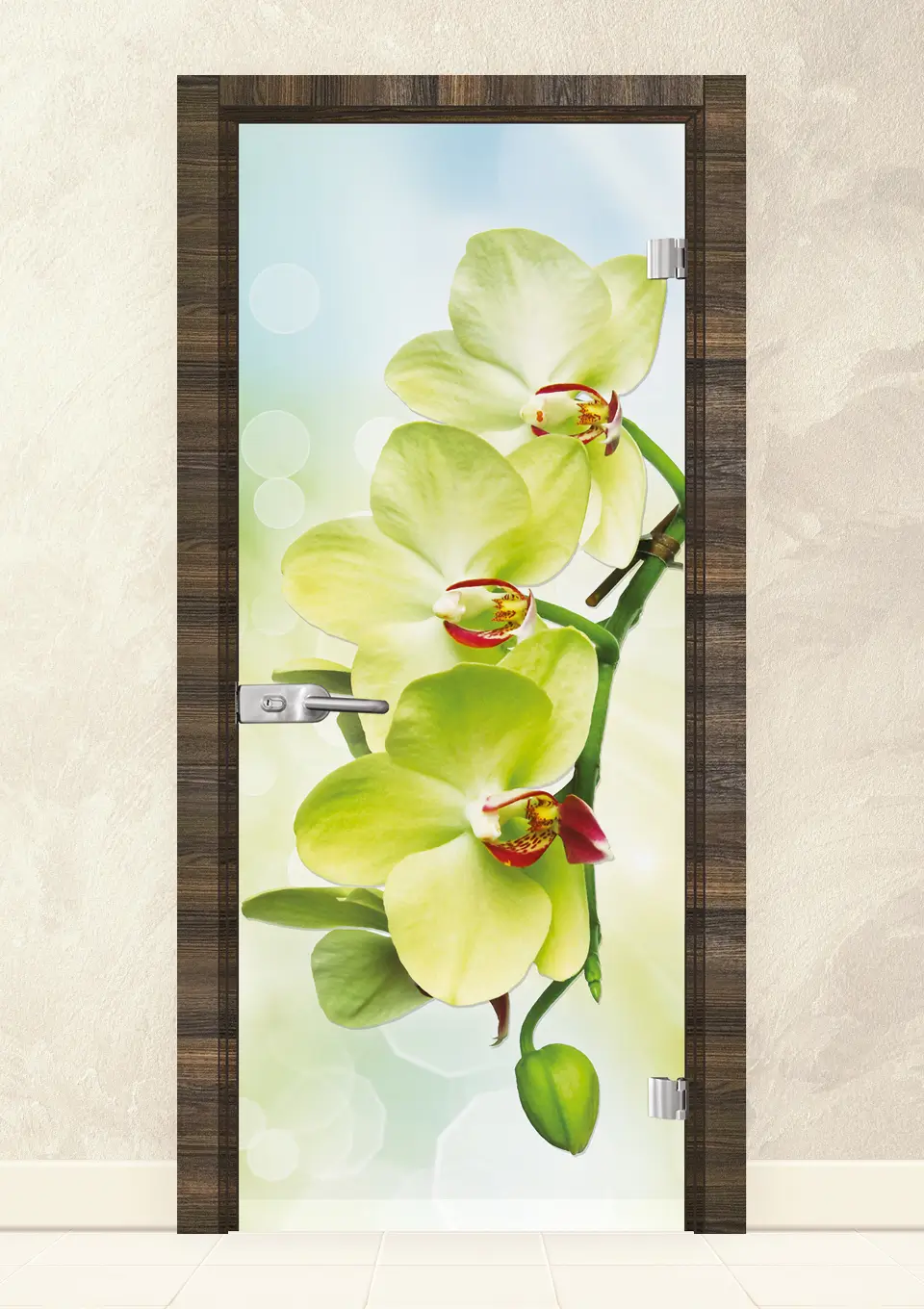 Стъклена интериорна врата Print 13-3 Green Райски Орех