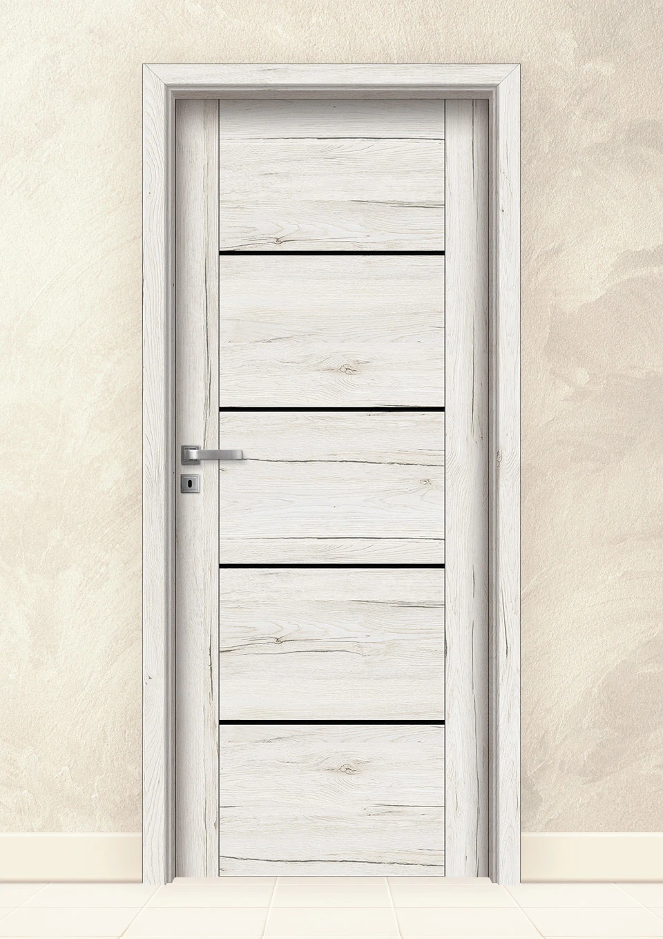 Интериорна врата Invado Aristo модел 5 Black Lacobel Snowy Oak